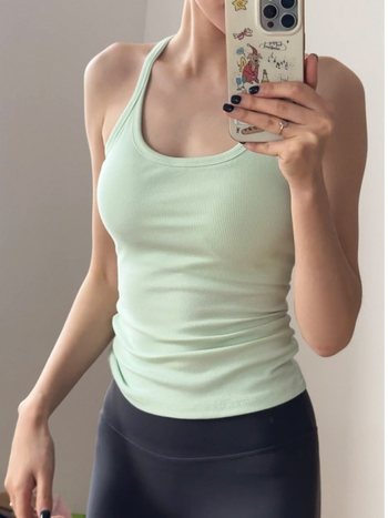 Női Seamless jóga felső, gyorsan száradó nylon-spandex anyag (95% nylon, 5% spandex), mellkasbetéttel, derék hossz, szoros szabás, Nyár 2025