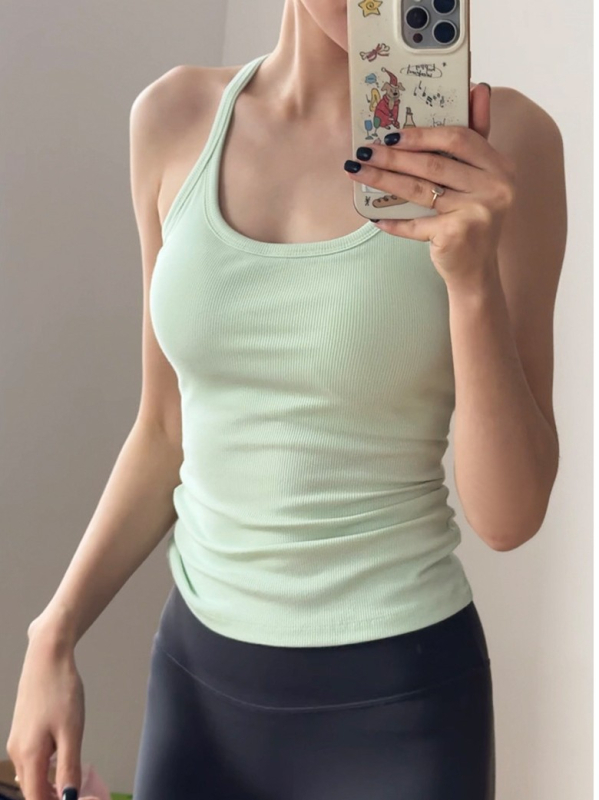 Női Seamless jóga felső, gyorsan száradó nylon-spandex anyag (95% nylon, 5% spandex), mellkasbetéttel, derék hossz, szoros szabás, Nyár 2025