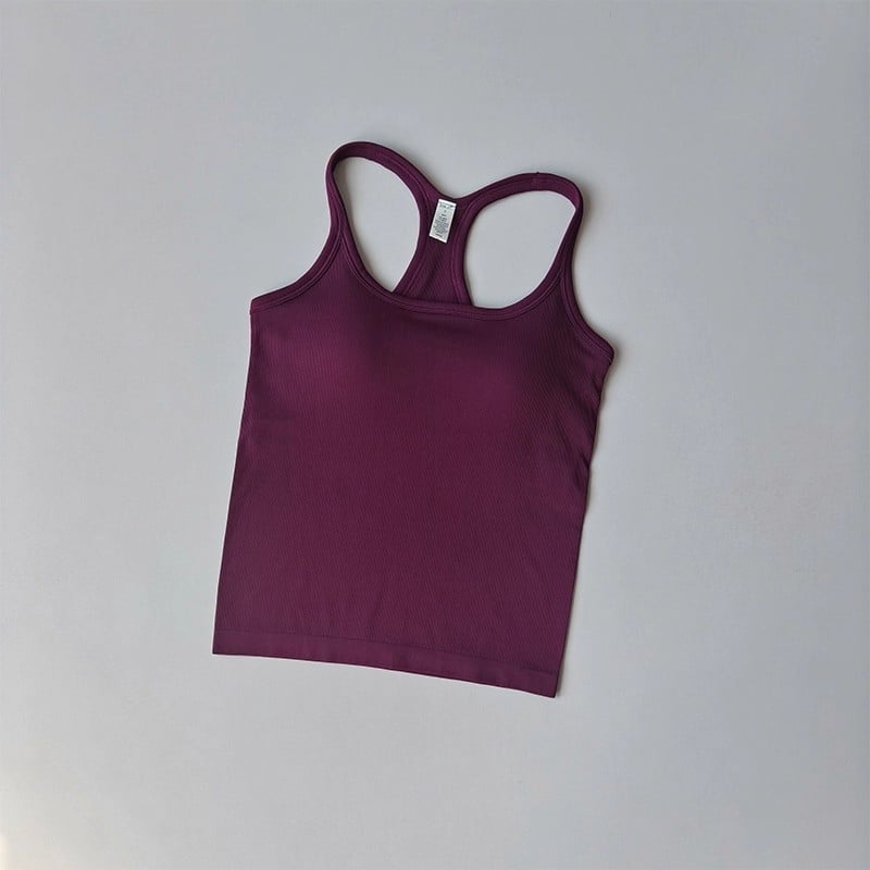 Női Seamless jóga felső, gyorsan száradó nylon-spandex anyag (95% nylon, 5% spandex), mellkasbetéttel, derék hossz, szoros szabás, Nyár 2025