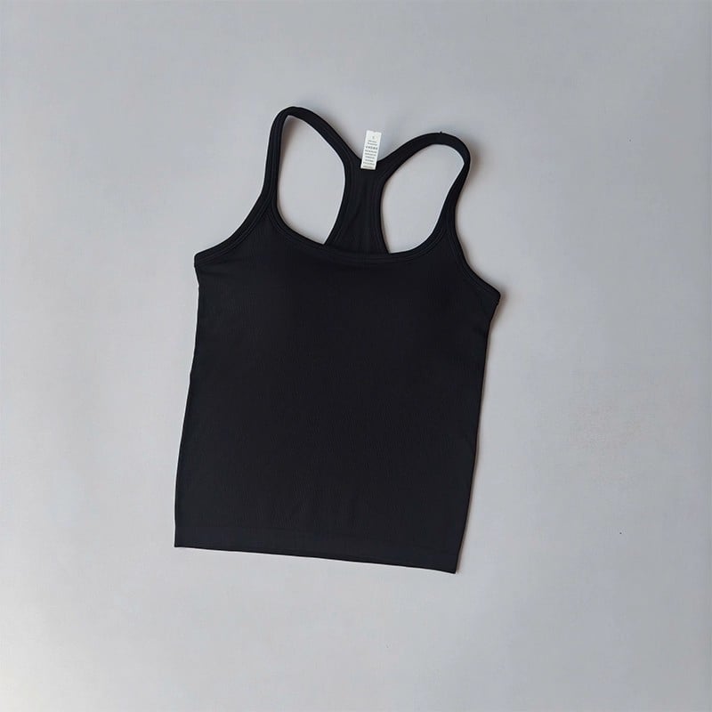 Női Seamless jóga felső, gyorsan száradó nylon-spandex anyag (95% nylon, 5% spandex), mellkasbetéttel, derék hossz, szoros szabás, Nyár 2025