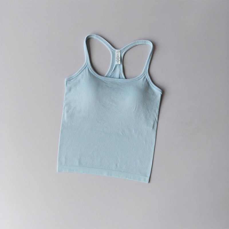 Női Seamless jóga felső, gyorsan száradó nylon-spandex anyag (95% nylon, 5% spandex), mellkasbetéttel, derék hossz, szoros szabás, Nyár 2025