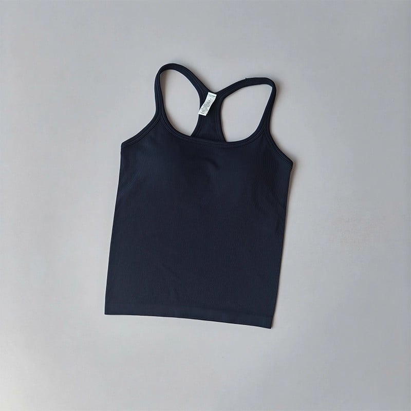 Női Seamless jóga felső, gyorsan száradó nylon-spandex anyag (95% nylon, 5% spandex), mellkasbetéttel, derék hossz, szoros szabás, Nyár 2025