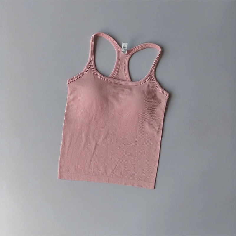 Női Seamless jóga felső, gyorsan száradó nylon-spandex anyag (95% nylon, 5% spandex), mellkasbetéttel, derék hossz, szoros szabás, Nyár 2025