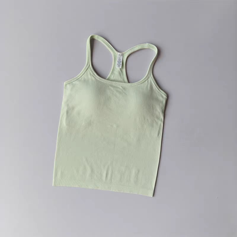 Női Seamless jóga felső, gyorsan száradó nylon-spandex anyag (95% nylon, 5% spandex), mellkasbetéttel, derék hossz, szoros szabás, Nyár 2025