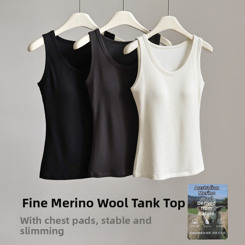 Merino vilnos be rankovių liemenė su apvaliu kaklu – rudens–žiemos sezonas (Pagrindinis audinys: merino vilna; Sezona: ruduo–žiema; Kaklas: apvalus; Storis: vidutinis 181–200 g/m²)