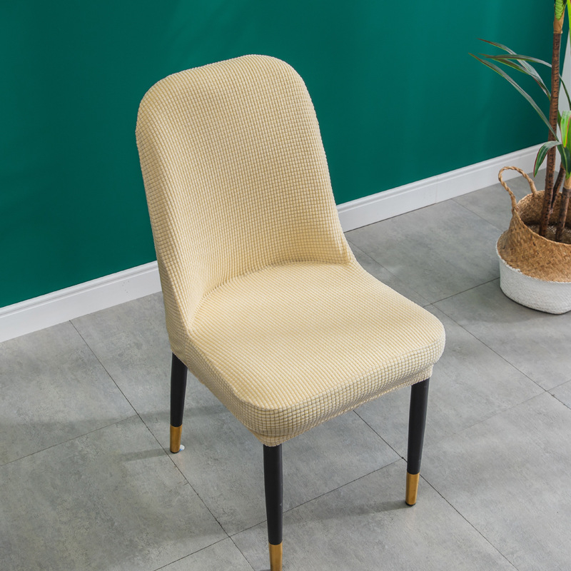 Kėdės užvalkalas viešbučiams ir restoranams, languotas polar fleece audinys, storesnis, elastinis, ovalios formos, neslidus, atsparus dėvėjimuisi, dulkių apsauga