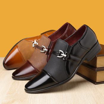Muške kožne cipele - Slip-On, kožna prednja kapica, PU gornji dio, gumeni đon, niski kroj