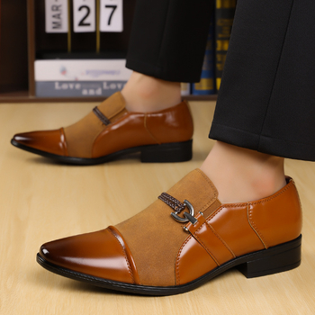 Muške kožne cipele - Slip-On, kožna prednja kapica, PU gornji dio, gumeni đon, niski kroj