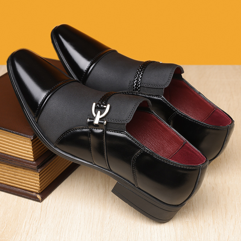 Muške kožne cipele - Slip-On, kožna prednja kapica, PU gornji dio, gumeni đon, niski kroj