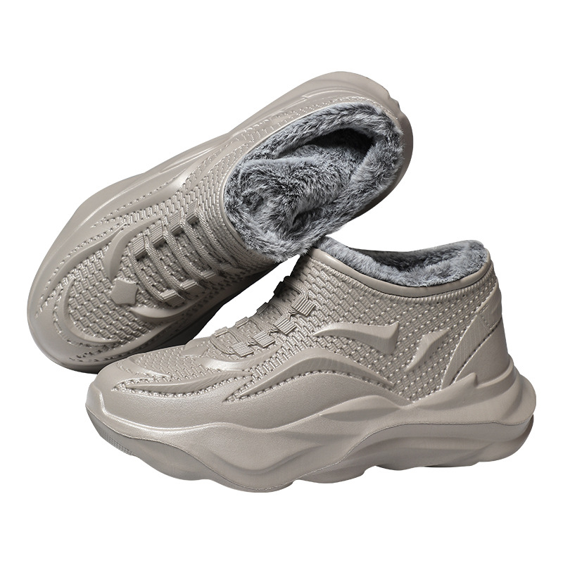 Μποτάκια χιονιού για άνδρες, ζεστά, εξωτερικό από EVA, σόλα EVA, επένδυση με συνθετική κοντή γούνα, χαμηλό ύψος φτέρνας 1–3 cm