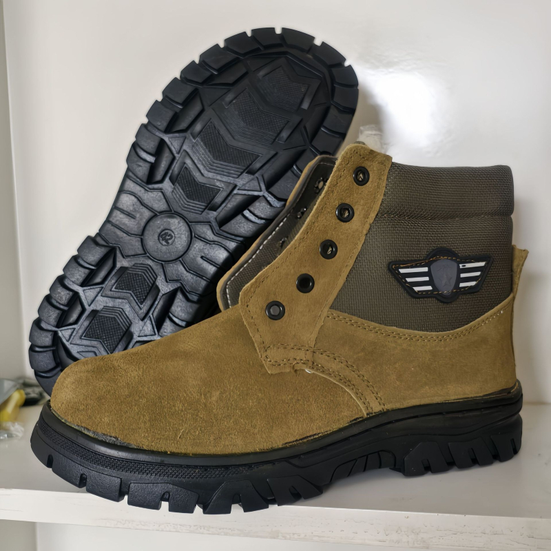 Zimske muške visoke čizme za snijeg - protuklizna potplata, tople, otporne na habanje, gornji dio telećeg velura, gumena potplat