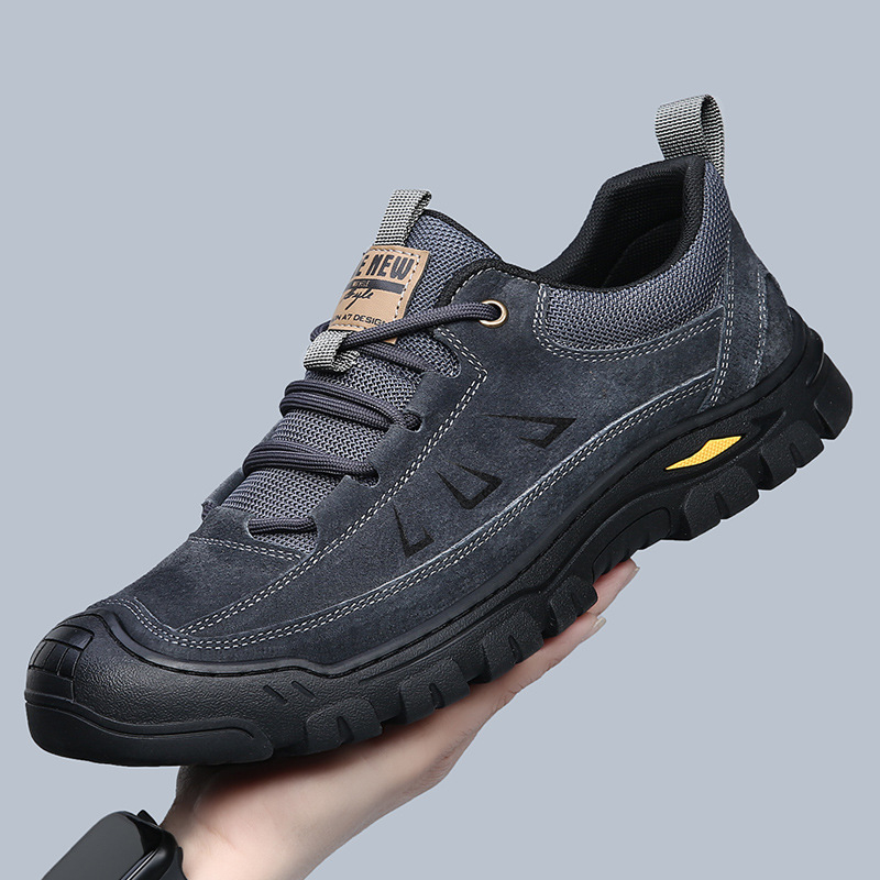 Meeste matkasaapad naturaalset nahast ülaosaga, hingav võrkvooder, kummist talla, nööriga kinnitatavad, lühikese varrega