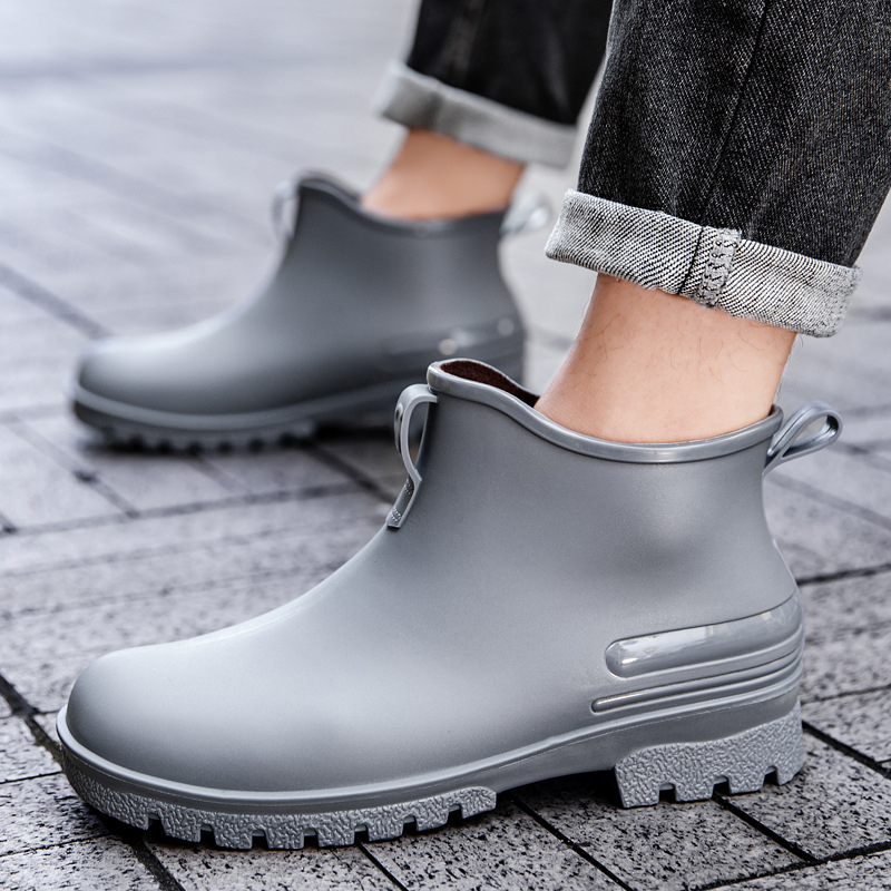 Uniszex PVC esőcsizma, alacsony szárú, csúszásmentes, vízálló, EVA talpbetét