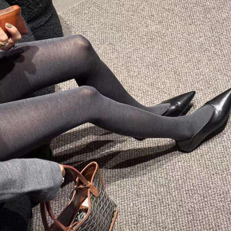 Sive prozirne tanke tajice za žene za ljeto, stil Miu, tanke, blago prozirne, dužina do gležnja, vizualno oblikuju siluetu