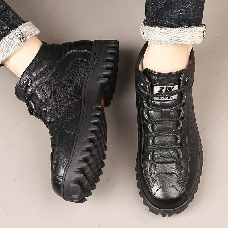 Férfi téli bakancs bunda belsővel, vízálló, csúszásmentes, meleg, PU felsőrész, gumí talp