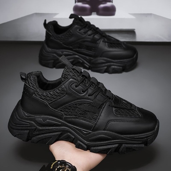 Мъжки спортни обувки за ежедневието с PU горна част, закрълен нос, нисък връх, ниска пета 1–3 см, гумирана подметка