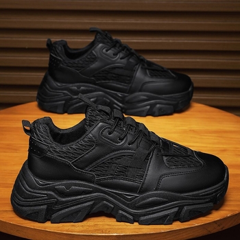 Мъжки спортни обувки за ежедневието с PU горна част, закрълен нос, нисък връх, ниска пета 1–3 см, гумирана подметка