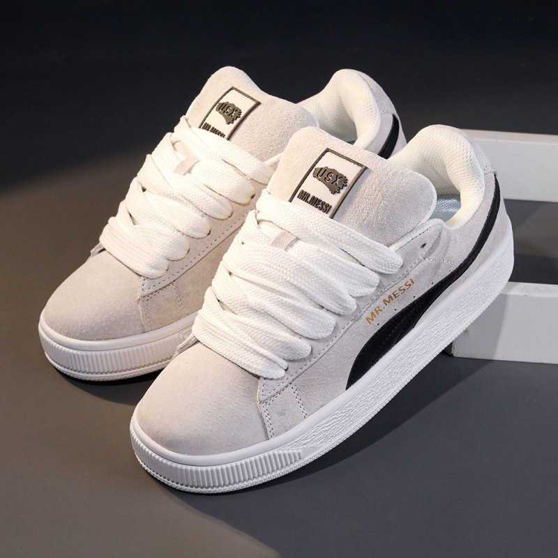 Adidași unisex cu vârf din piele, partea superioară din piele artificială, dungi, înălțime joasă, talpă din cauciuc