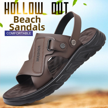 Meeste sandaalid veisnahast, plastist tald, vaba stiil ja avatud varvas, suvi 2024