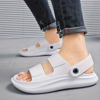 Sandale pentru bărbați cu talpă groasă pentru vară, ideale pentru plajă și utilizare în aer liber, impermeabile, antiderapante și rezistente la uz, pentru condus și activități în aer liber