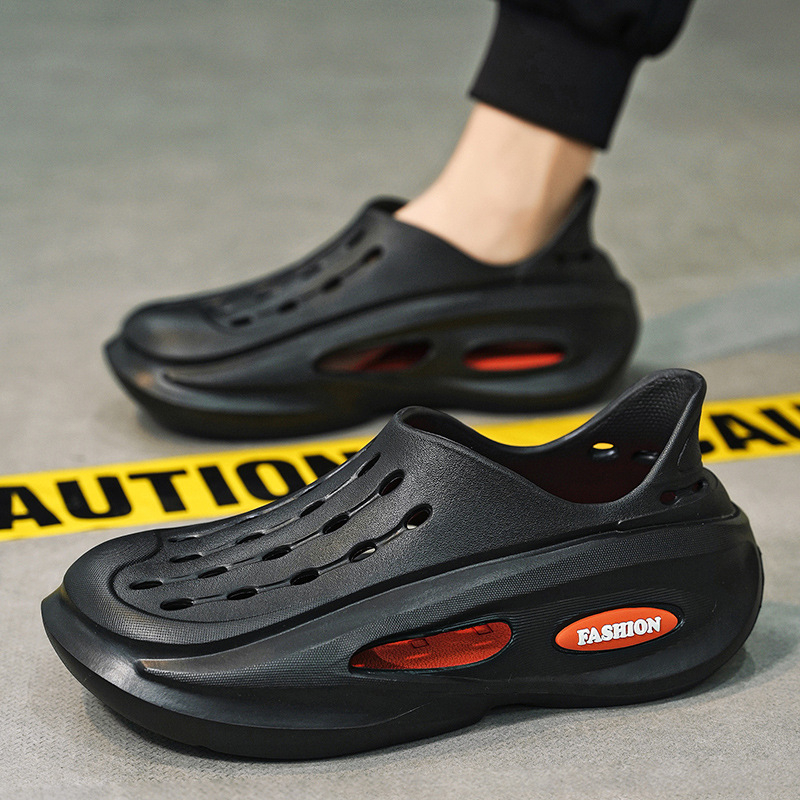 Sandale pentru bărbați din EVA: partea superioară și talpa din EVA, talon de 5 cm, talpă turnată prin injecție, respirabile, slip-on