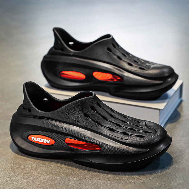 Sandale pentru bărbați din EVA: partea superioară și talpa din EVA, talon de 5 cm, talpă turnată prin injecție, respirabile, slip-on