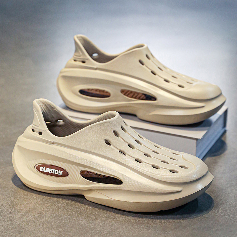 Sandale pentru bărbați din EVA: partea superioară și talpa din EVA, talon de 5 cm, talpă turnată prin injecție, respirabile, slip-on