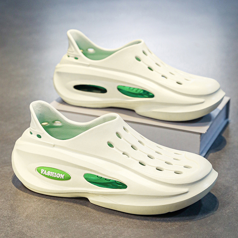 Sandale pentru bărbați din EVA: partea superioară și talpa din EVA, talon de 5 cm, talpă turnată prin injecție, respirabile, slip-on