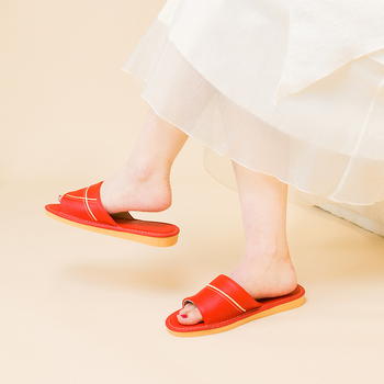 Papuci de interior din piele naturală pentru adulți - respirabili, cu deget deschis, talpă din tendon de vițel, talpă intermediară din piele de vită, grosime talpă 0–3 cm