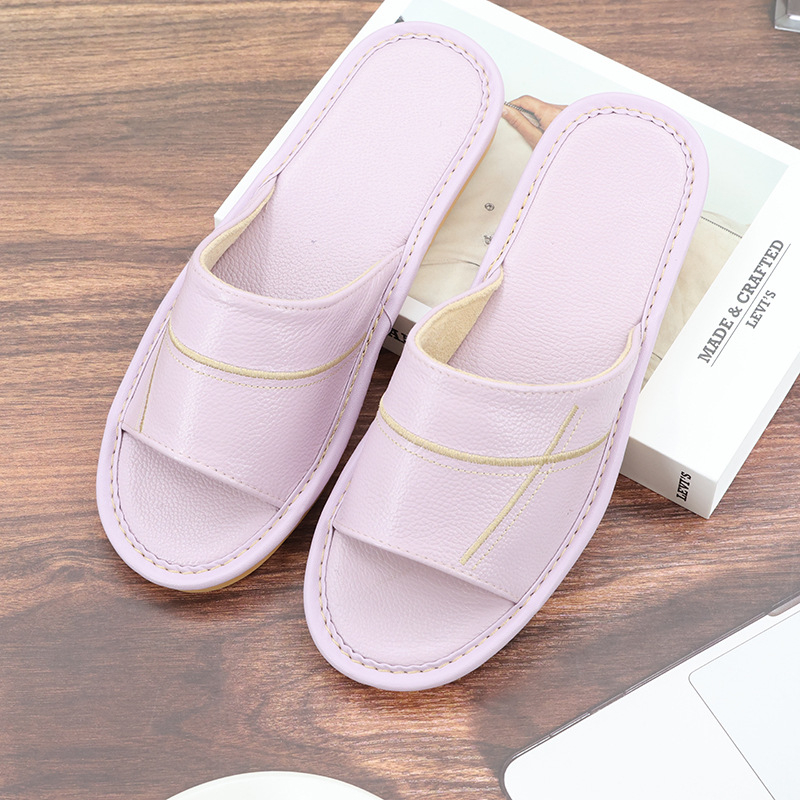 Papuci de interior din piele naturală pentru adulți - respirabili, cu deget deschis, talpă din tendon de vițel, talpă intermediară din piele de vită, grosime talpă 0–3 cm