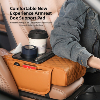 Universaalne auto käetoe kõrgenduspadi hoiukotiga ja salvrätikute karbiga – Nahk, Fast too