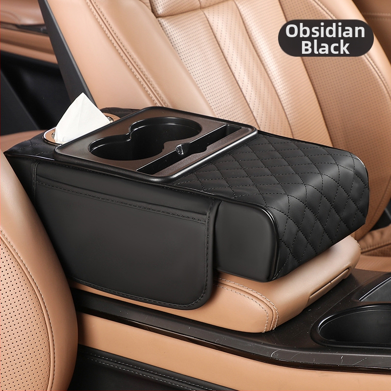 Universaalne auto käetoe kõrgenduspadi hoiukotiga ja salvrätikute karbiga – Nahk, Fast too