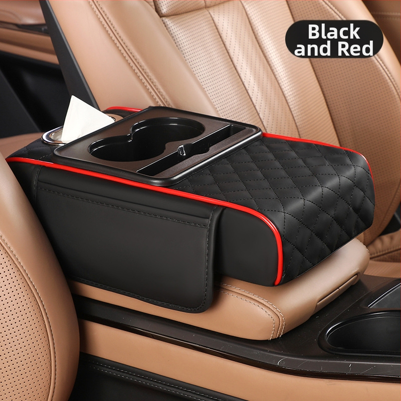 Universaalne auto käetoe kõrgenduspadi hoiukotiga ja salvrätikute karbiga – Nahk, Fast too