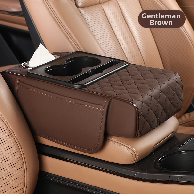 Universaalne auto käetoe kõrgenduspadi hoiukotiga ja salvrätikute karbiga – Nahk, Fast too