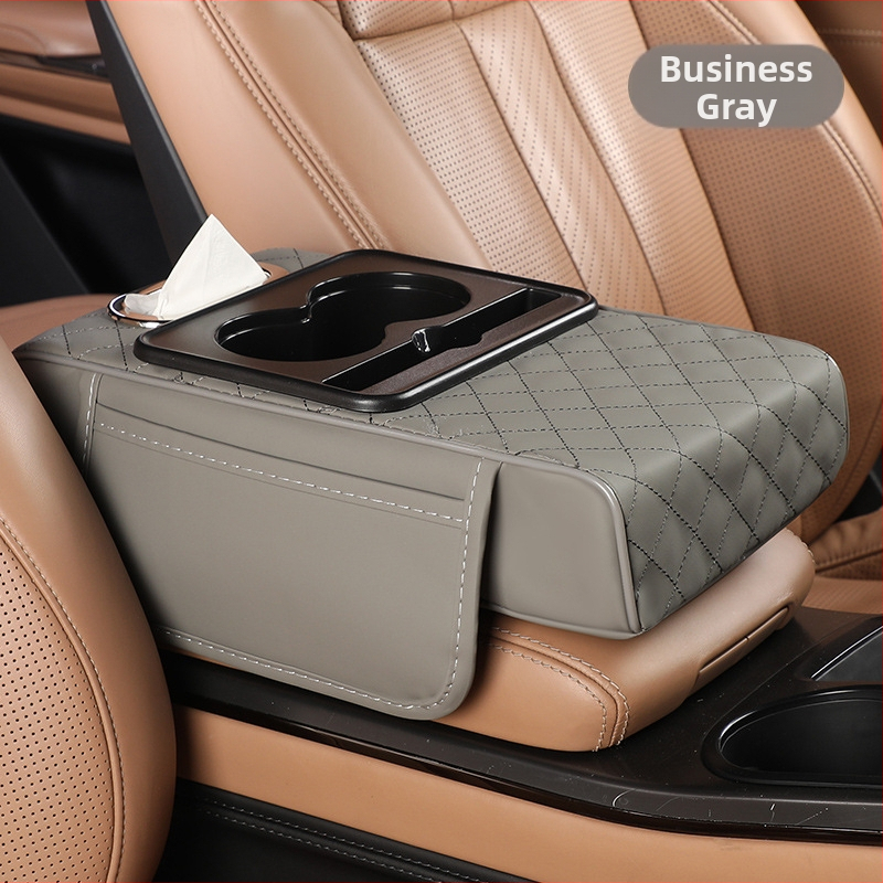 Universaalne auto käetoe kõrgenduspadi hoiukotiga ja salvrätikute karbiga – Nahk, Fast too