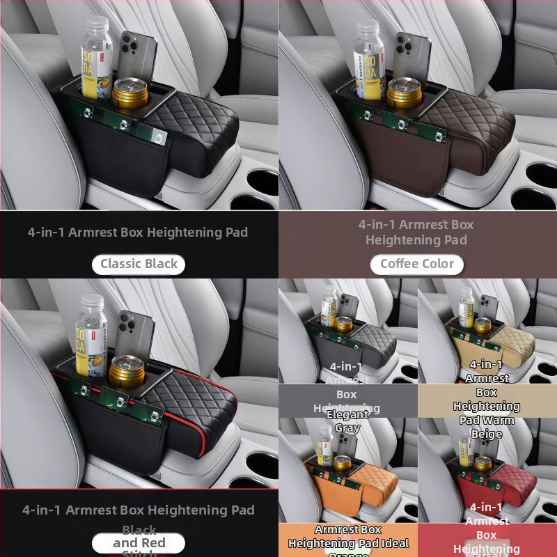 Universaalne auto käetoe kõrgenduspadi hoiukotiga ja salvrätikute karbiga – Nahk, Fast too