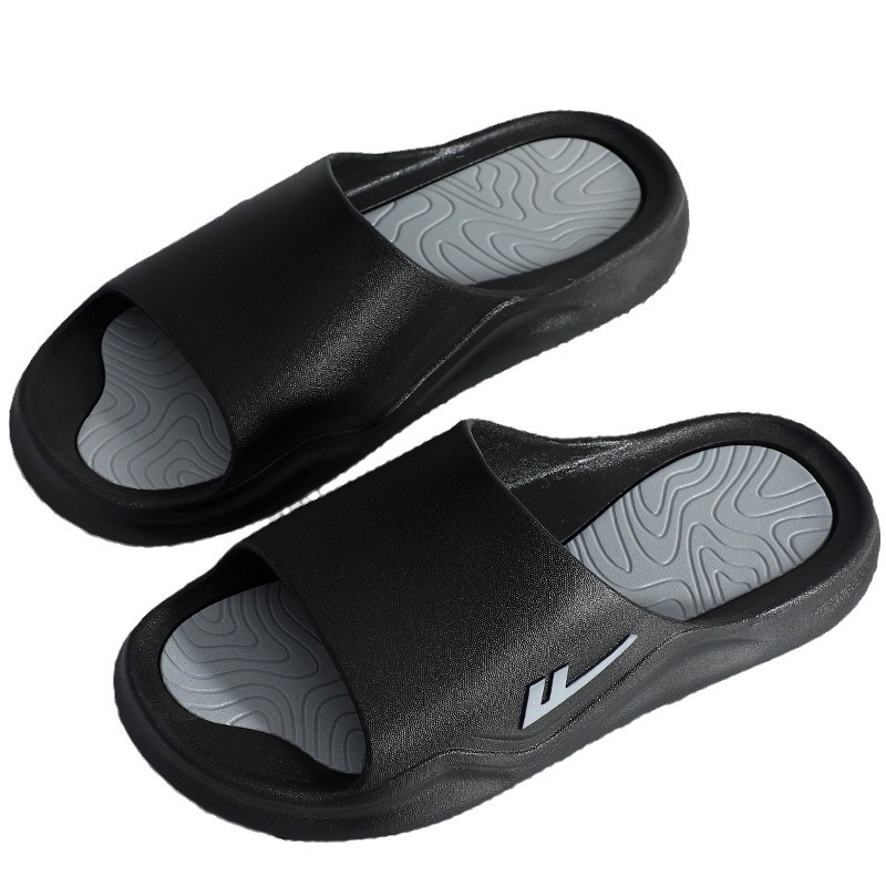 Șlapi bărbați din PVC, partea superioară și talpa din PVC, talpă turnată prin injecție, anti-derapante și durabile, înălimea călcâiului 2,5 cm, casual pentru interior și exterior