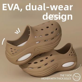 Pánske EVA sandále s hrubou podrážkou, okrúhla špička, priedušné a protišmykové, výška päty 5 cm, letná obuv