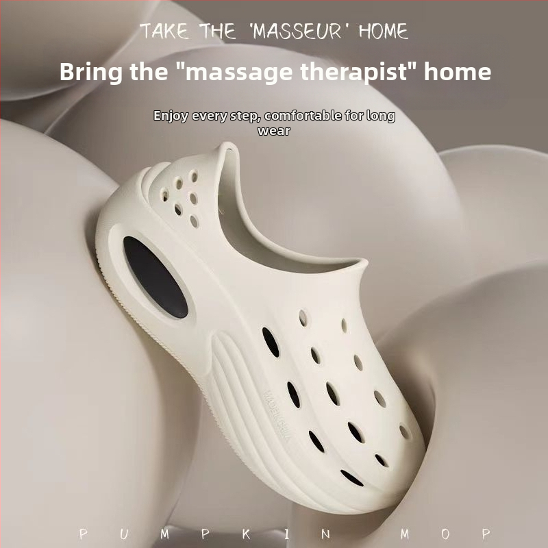 Pánske EVA sandále s hrubou podrážkou, okrúhla špička, priedušné a protišmykové, výška päty 5 cm, letná obuv