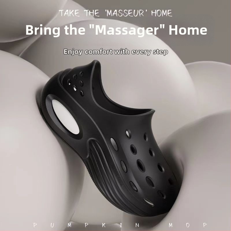 Pánske EVA sandále s hrubou podrážkou, okrúhla špička, priedušné a protišmykové, výška päty 5 cm, letná obuv