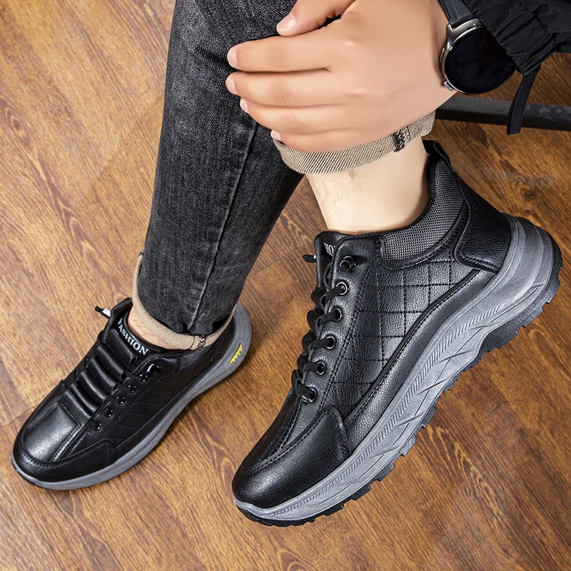 Papuci de iarnă pentru bărbați, exterior din țesătură de înaltă calitate, talpă PU, design gros