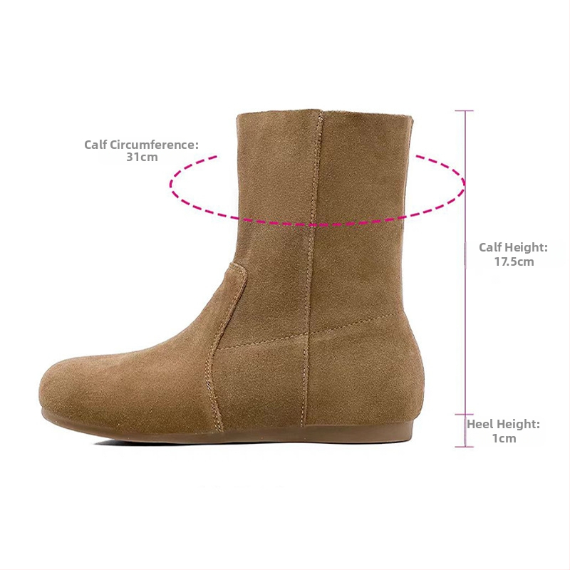 Sieviešu nubukādas ādas ziemas zābaki ar kokvilnas odai, augsts augšdaļa, klinveida papēdis, gumijas zole