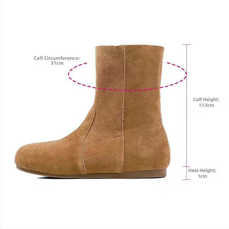 Sieviešu nubukādas ādas ziemas zābaki ar kokvilnas odai, augsts augšdaļa, klinveida papēdis, gumijas zole