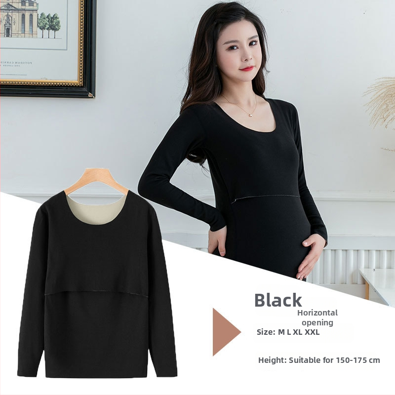 Nėščiosios maitinančio viršūnė su ilgomis rankovėmis, megztas audinys 70% acetato pluošto, Žiemos 2024 kolekcija