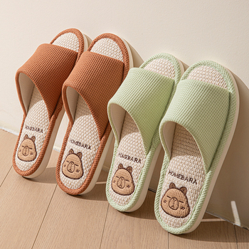 Unisex lanene papuče – gornji dio od lana, PVC potplat, injekcijsko oblikovana potplat, jednostavan stil, proljeće 2025