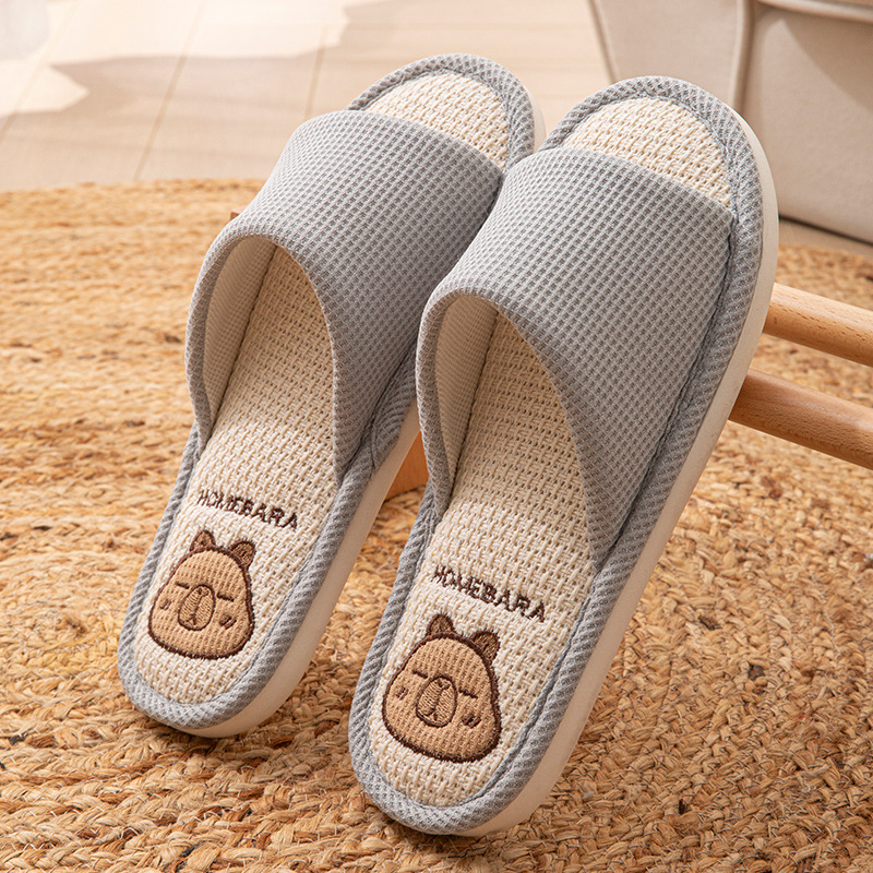 Unisex lanene papuče – gornji dio od lana, PVC potplat, injekcijsko oblikovana potplat, jednostavan stil, proljeće 2025