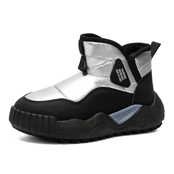 Ghete de iarnă pentru bărbați, cu căptușeală din pluș, impermeabile, antiderapante, PU partea superioară, talpă PVC