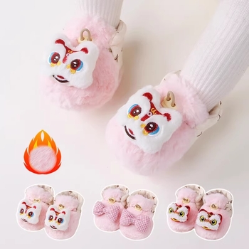 Детски зимни обувки за момичета, закопчаване с катарама, подметка от велур, горна част от памук, плюшена подплата, антиплъзване и топлина