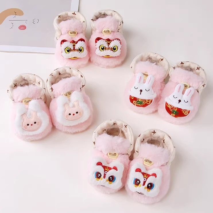 Детски зимни обувки за момичета, закопчаване с катарама, подметка от велур, горна част от памук, плюшена подплата, антиплъзване и топлина