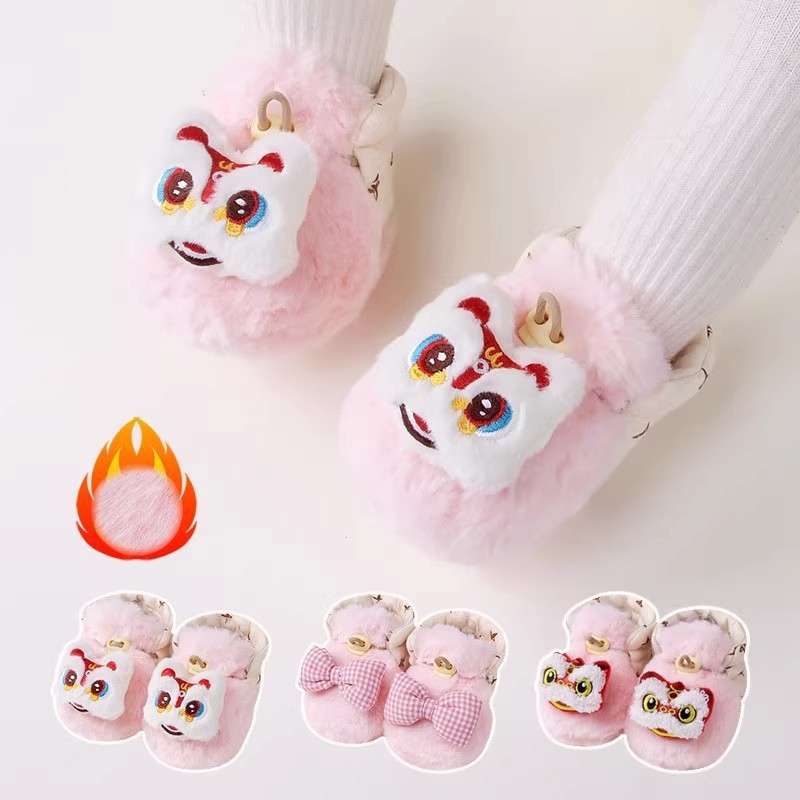 Детски зимни обувки за момичета, закопчаване с катарама, подметка от велур, горна част от памук, плюшена подплата, антиплъзване и топлина